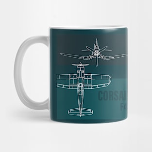 F4U Corsair: Iconic Warbird in blueprint Mug